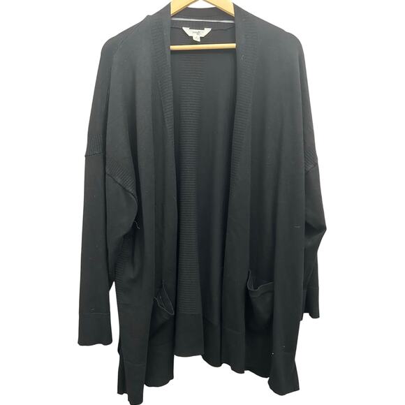 Terra & Sky Black Cardigan Womens 4X Open Front Sweater with Pockets Plus Size - Picture 1 of 5